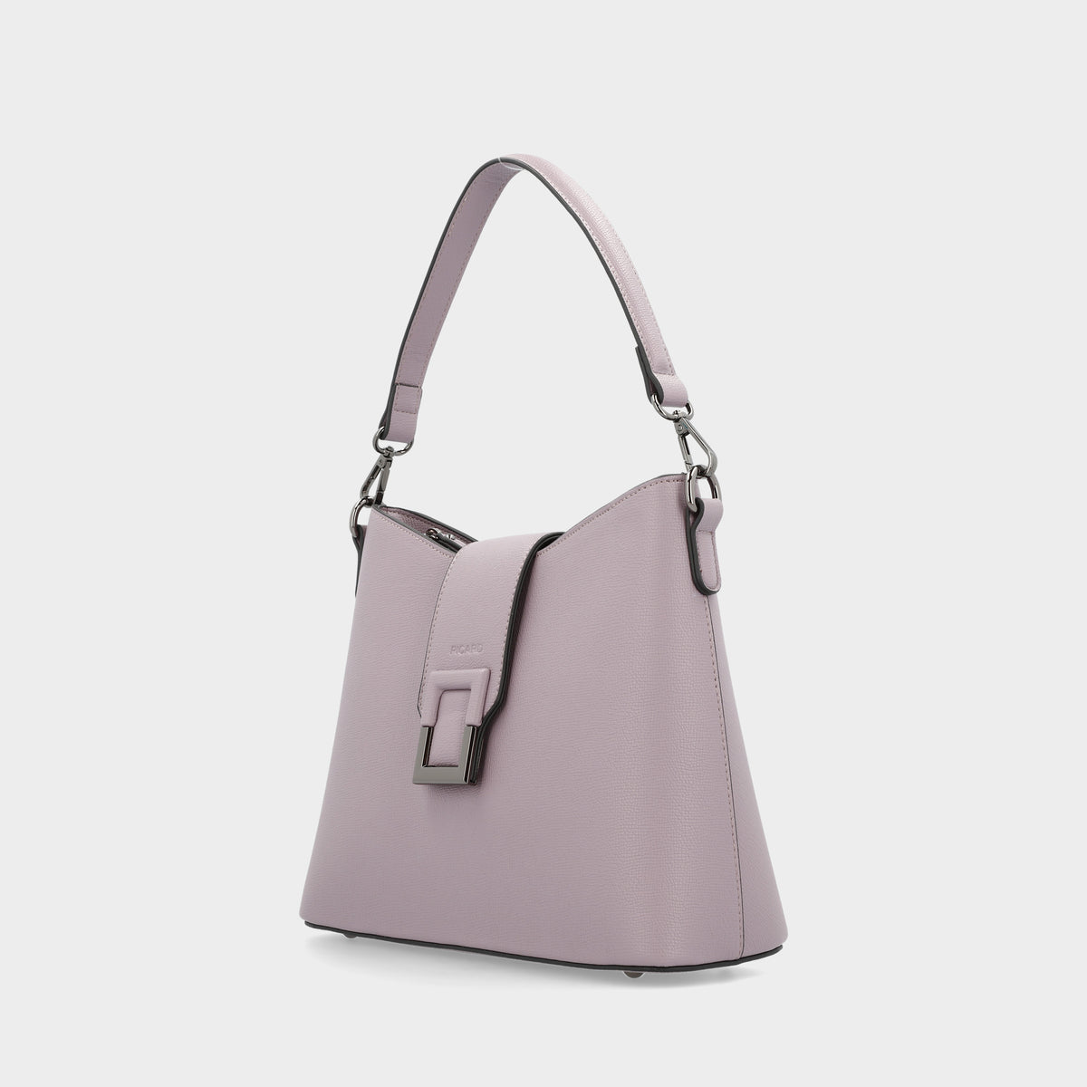 Schultertasche 3277 aus einem geprägten und recycelten Polyester in Seitenansicht.